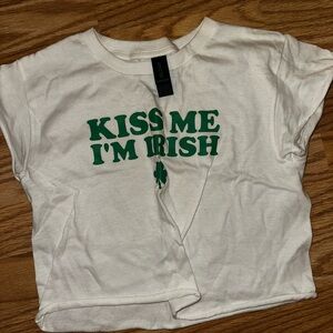 White Shirt with Green Print